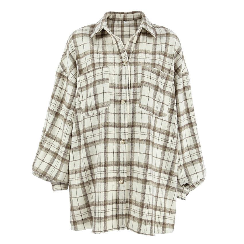Frühling und Sommer klassisches Retro-Karopartiehemd Damen locker Streetstyle Karopartie Oberteil Freizeit Damenbekleidung
