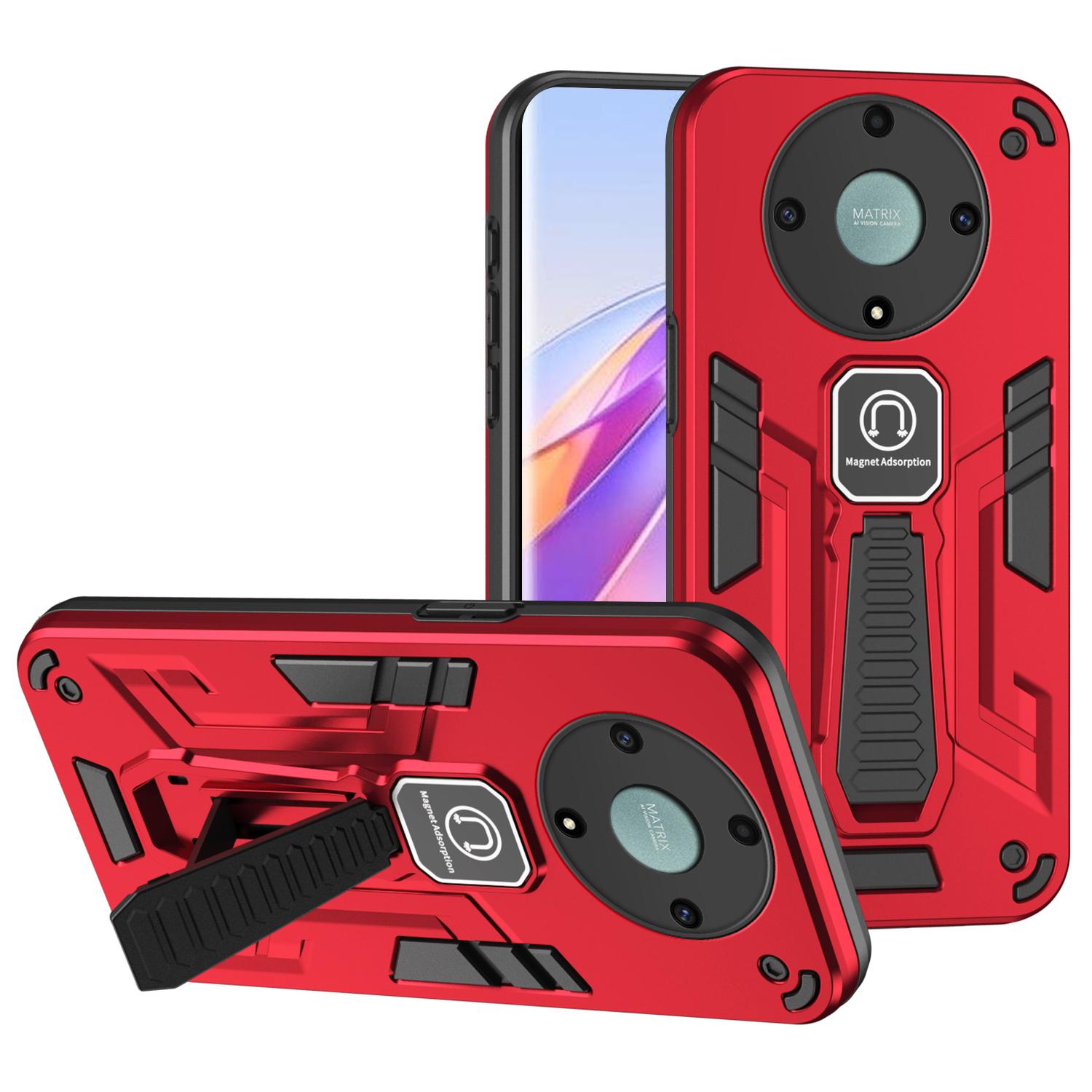 

For Honor X9a 5G/X40 5G/Magic5 Lite 5G Phone Case Kickstand Hard PC Soft TPU Rugged Cover Red