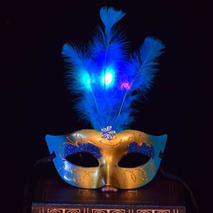 Gold Powder Princess Feather Masquerade Masks - Luminous Plush & Cute Designs