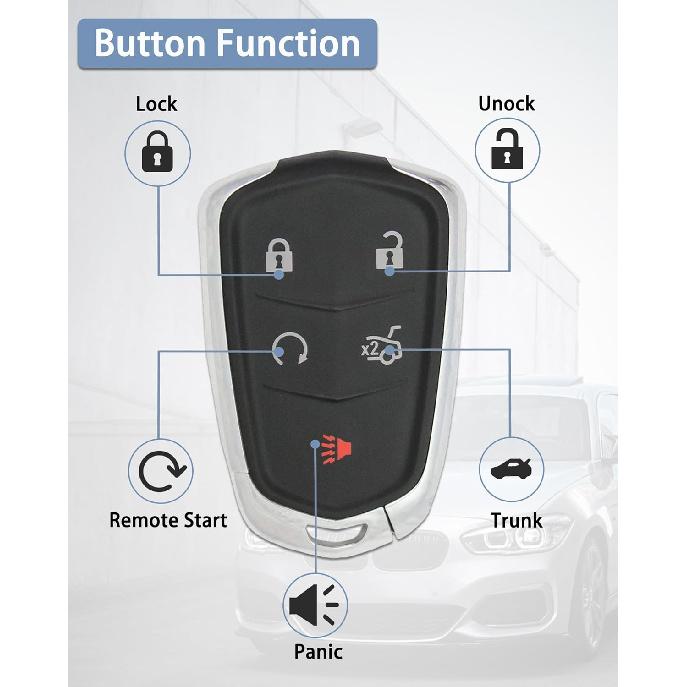 Key Fob Cover Replacement Fits for 2014- Cadillac ATS CTS CT6 XT4 XT5 XT6 XTS SRX Keyless Entry Key Fob Case Shell HYQ2AB