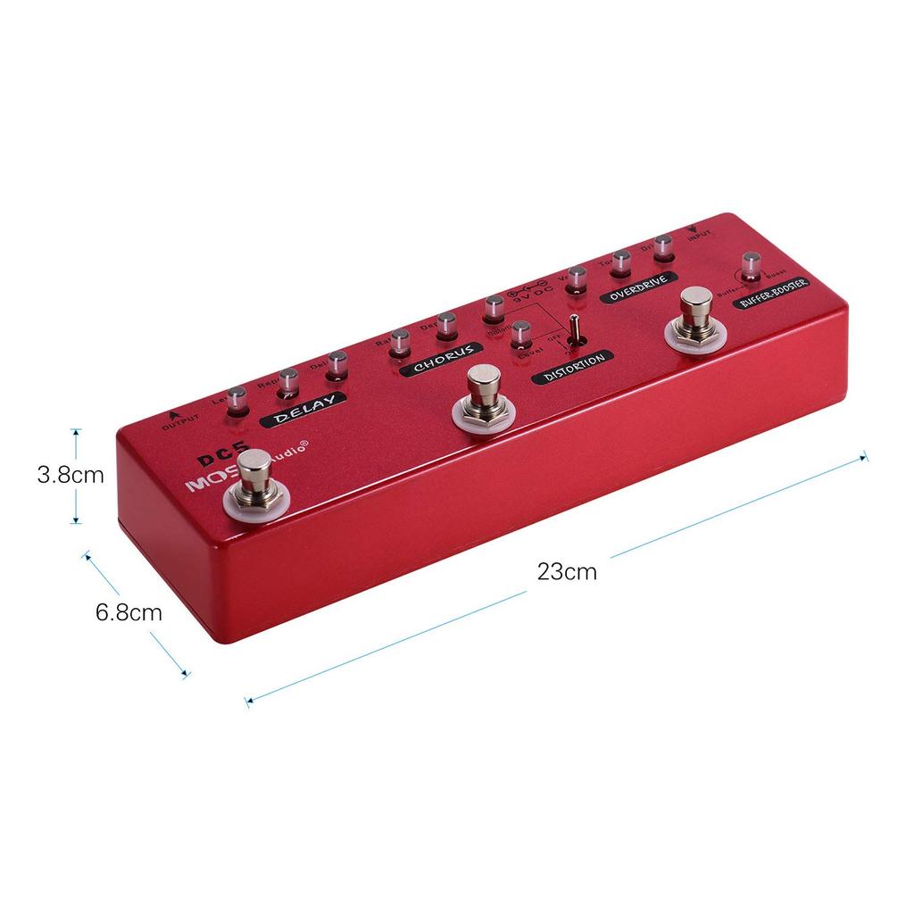 DC5 Guitar Delay Distortion Overdrive Booster Full Metal True 6-in-1 Multi-Effects Pedal + + + + Buffer, Shell, Bypass.