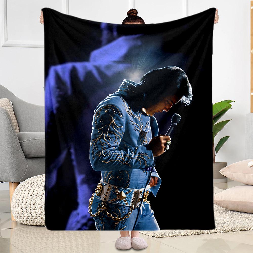 Elvis Presley's Iconic Pose Blanket Soft & Cozy Perfect for Office Chair Seaside Office for All Occasions Digital Print