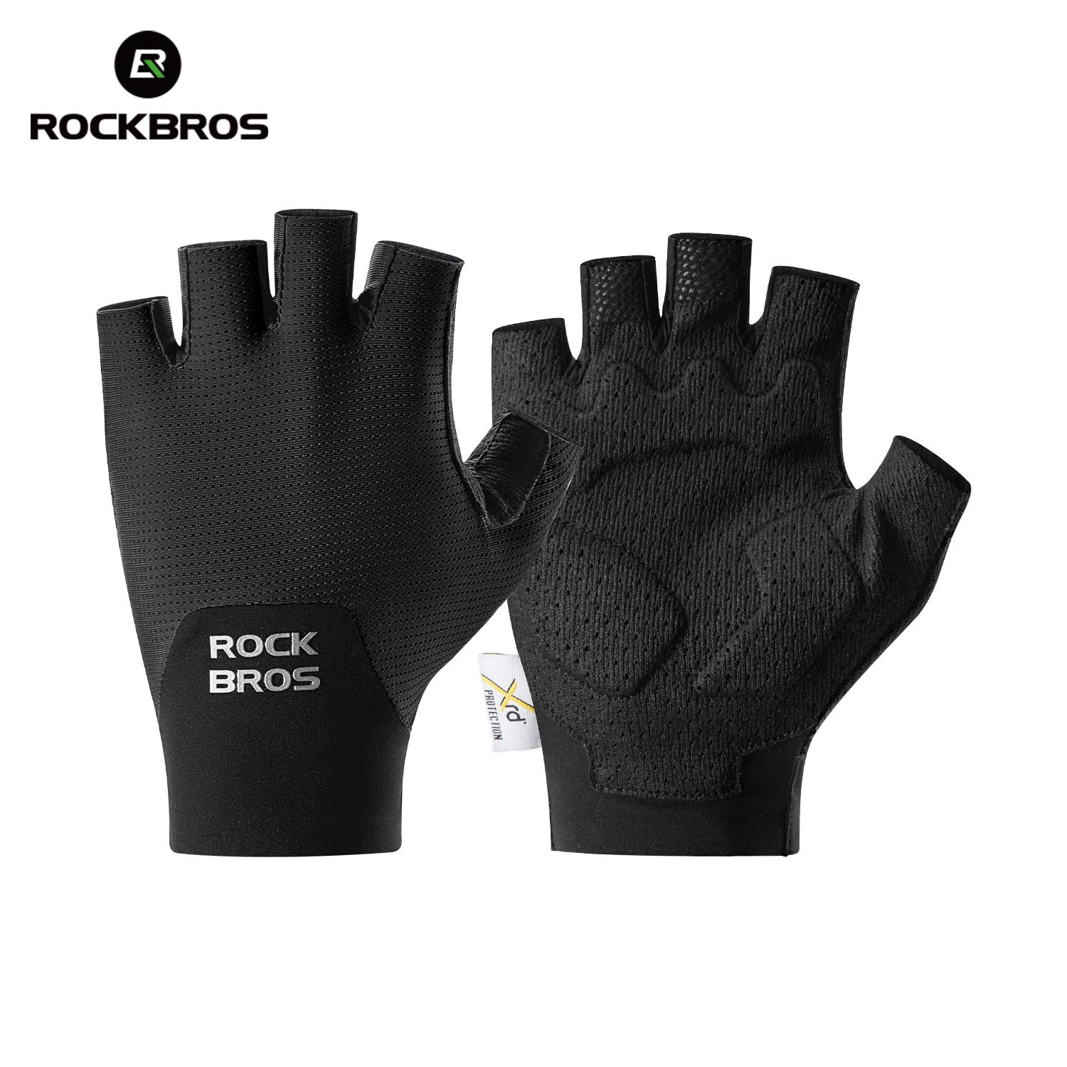 ROCKBROS Summer Cycling Short Finger Gloves Lightweight Elastic Breathable Mesh Gloves XRD Soft Palm Cushion Cycling Half Gloves S