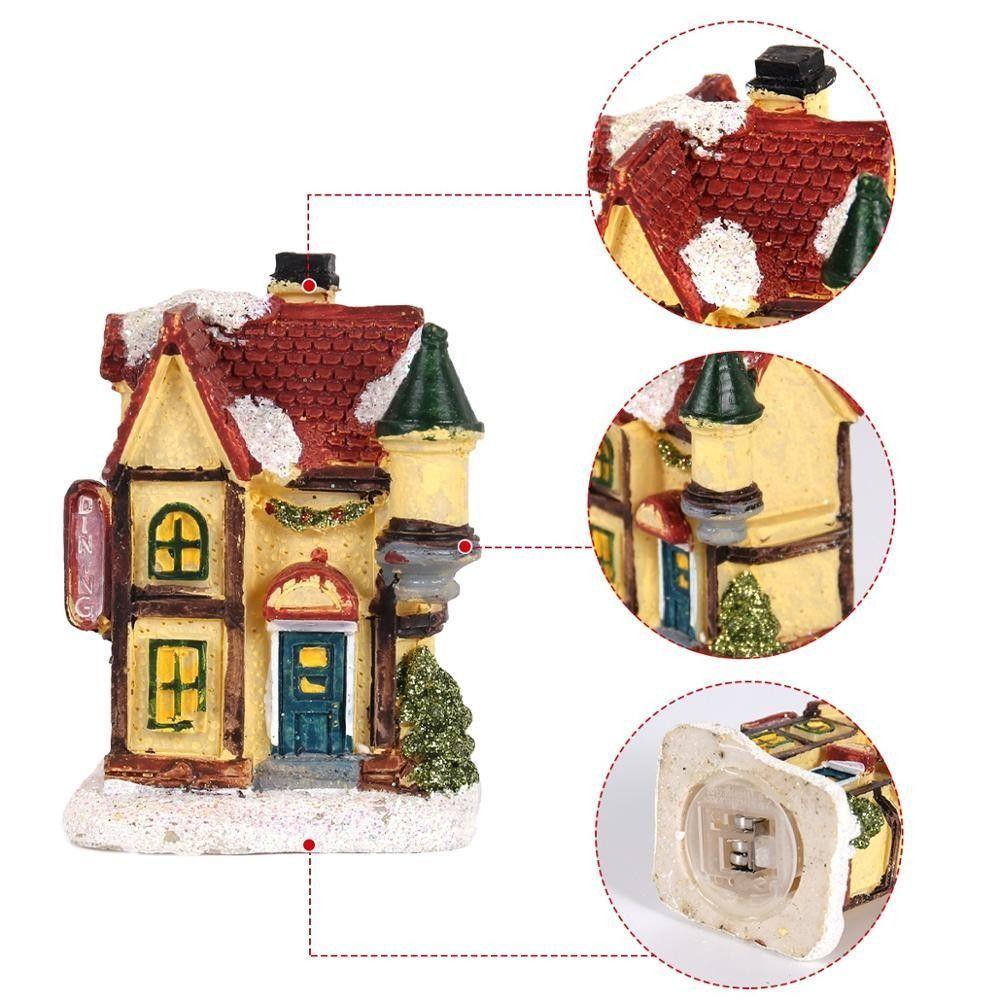 LED Christmas Light House Resin Christmas Ornaments Lighting Christmas Village  Gifts