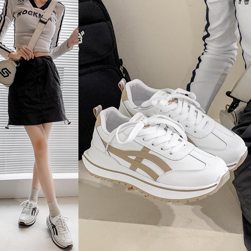 Little white shoes women's 2025 new spring versatile thick soles increase height leisure sports board shoes ins wind niche design sense
