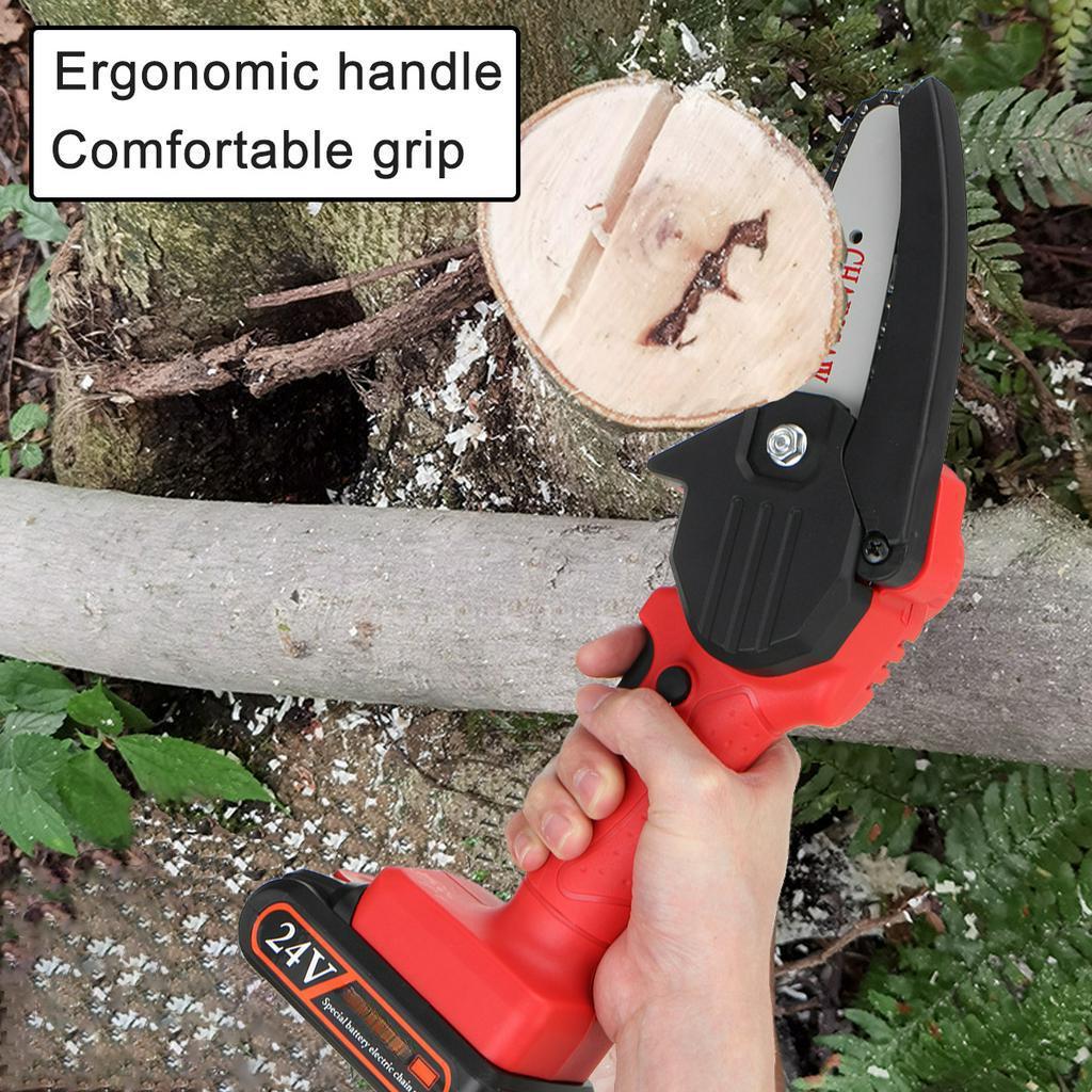 24V Mini Electric Chainsaw Portable Cordless Chainsaw Wood Cutters for Woodworking Garden Tools Rechargeable Battery Chain Saws