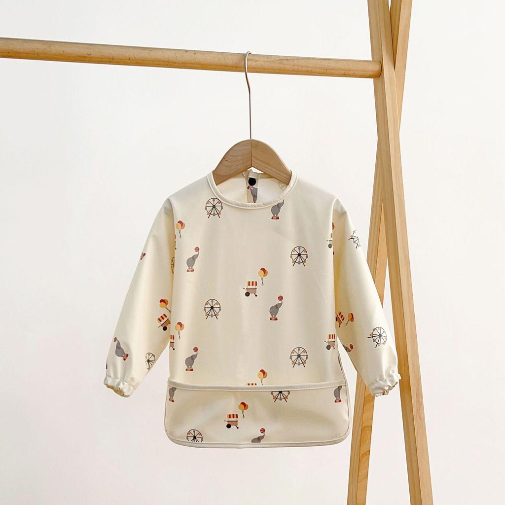 Reversible Waterproof Baby Smock & Bib - Denmark Painting Apron & Food Catcher Coverall