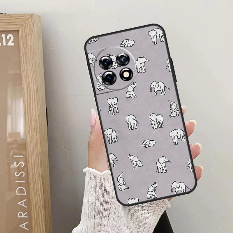 Cute Baby Elephant Case For OnePlus Nord CE 5 3 4 Lite N20 N30 OnePlus 13T 10T 8T 11 12 13 15 R 9 10 Pro Cover