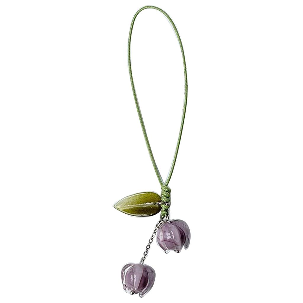 Flowers Strap Keychain Pendant Car Keyring Hanging Ornament Tulip Phone-Charms for Handbag Purses Bag Wallet-Decorations