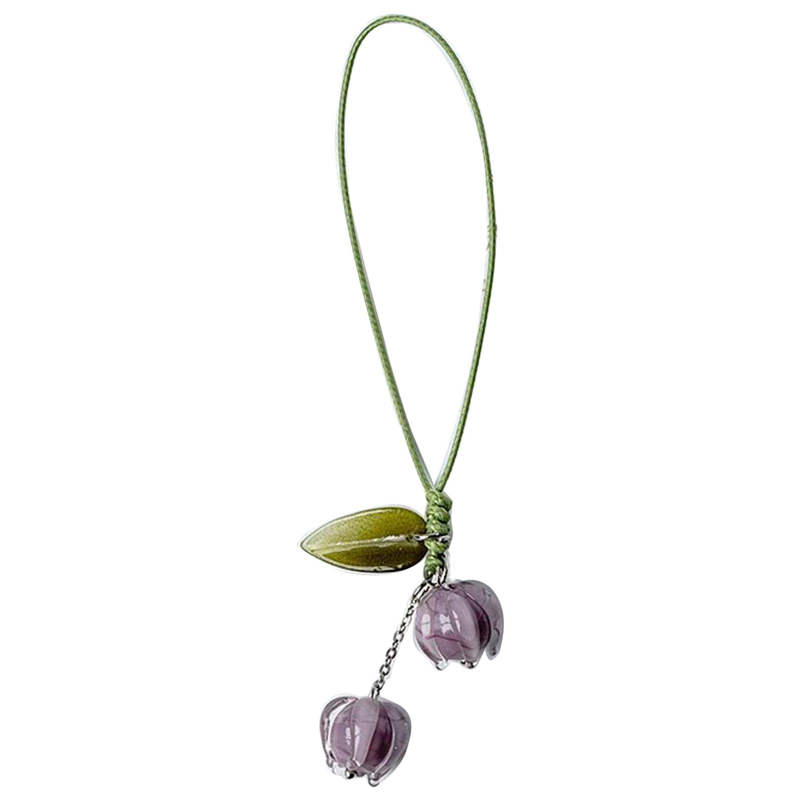 

Flowers Strap Keychain Pendant Car Keyring Hanging Ornament Tulip Phone-Charms for Handbag Purses Bag Wallet-Decorations фиолетовый