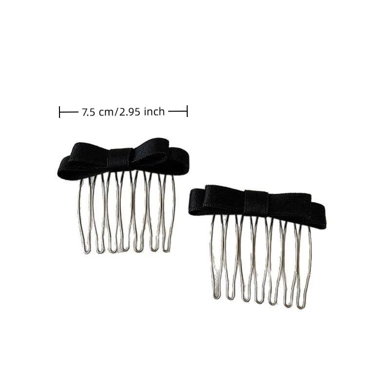 2Pcs Inserted Comb Bow Hair Comb Adornment Hair Clip Versatile Simple Anti-Skid Curl Bangs Side Top Clip Hair Accessories