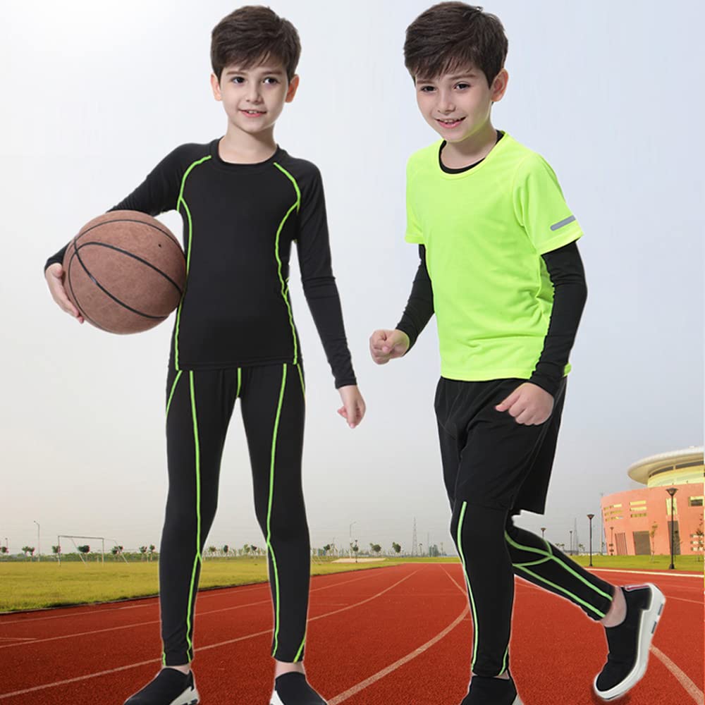 compression top and bottom long sleeve short sleeve training running winter [MIIFIT] Children's sportswear, wear, kids' set, shirt, shirt, shorts,