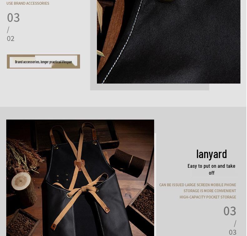 Winter 2025 Oil-Proof PU Leather Catering Apron with Logo Print - Waterproof & Work-Ready