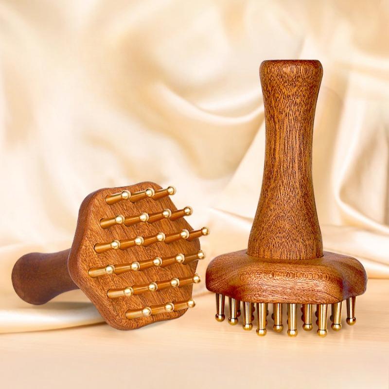 Bärbart Mässing Gua Sha Massageverktyg Huvud Nacke Ben Kropp Meridian Massager Lymfatisk Muskelavslappning Smärta Djupvävnadsmassage