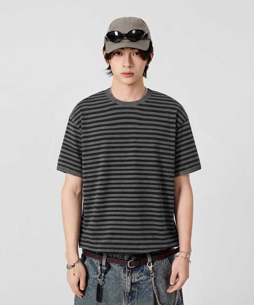 Dimiteulibeullaeg Border Stripe Ringer T-Shirt_3 Color