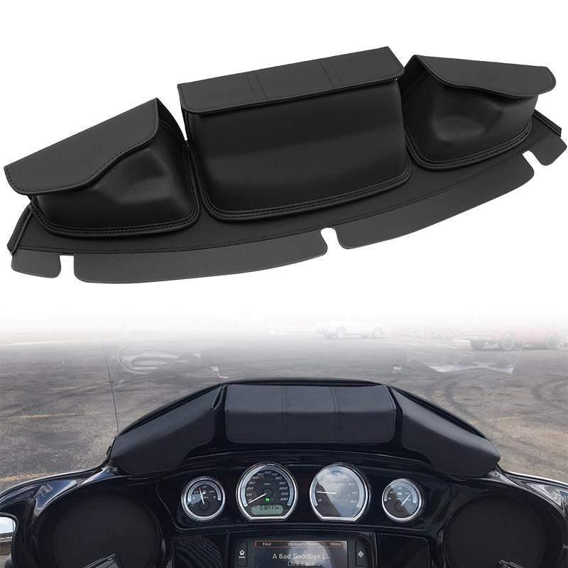 Motorcycle Bag 3-Pocket Windshield Batwing Fairing Pouch For Harley Touring Electra Street Tri Glide FLHX FLHTP FLHTCU 2014-UP