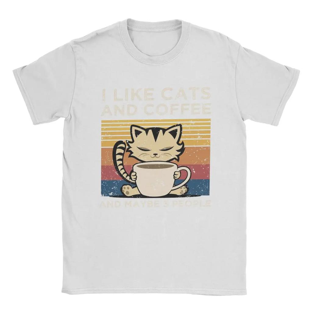 I Like Cats And Coffee And Maybe 3 People Men T Shirt Amazing Tee Shirt Crew Neck T-Shirts Pure Cotton New Arrival Tops