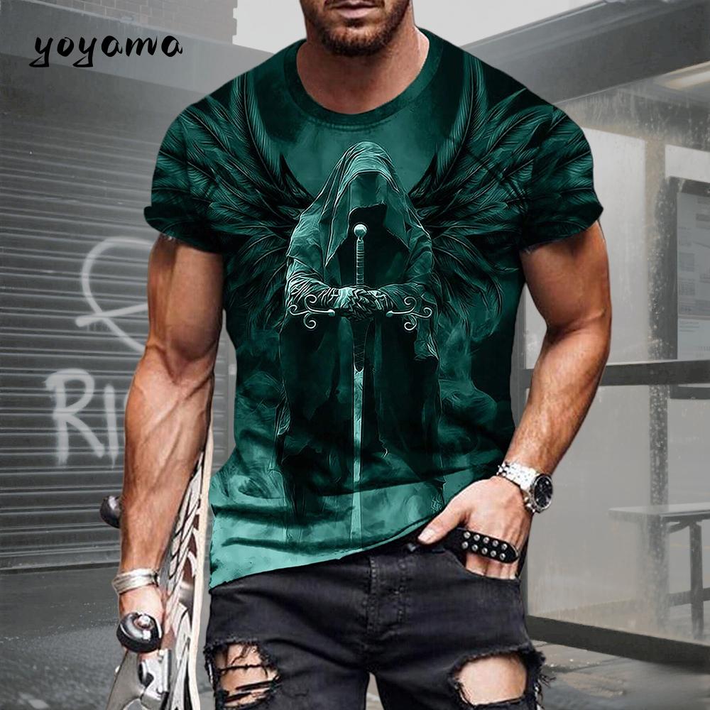 Herren T-Shirt Totenkopf Print T-Shirt Herren Totenkopf Grafik T-Shirts Herren Sommerkleidung Herren T-Shirts Kurzarm T-Shirt Harajuku Herren Kleidung