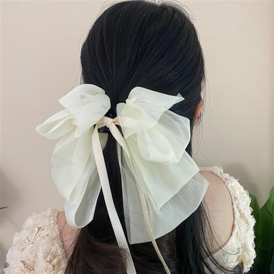 Korean Mesh Bowknot Hair Claw Sweet Ribbon Bow Hairpin Bang Clip Korean Girls Fashion Grab Clip Female Headwear Hair Accessories