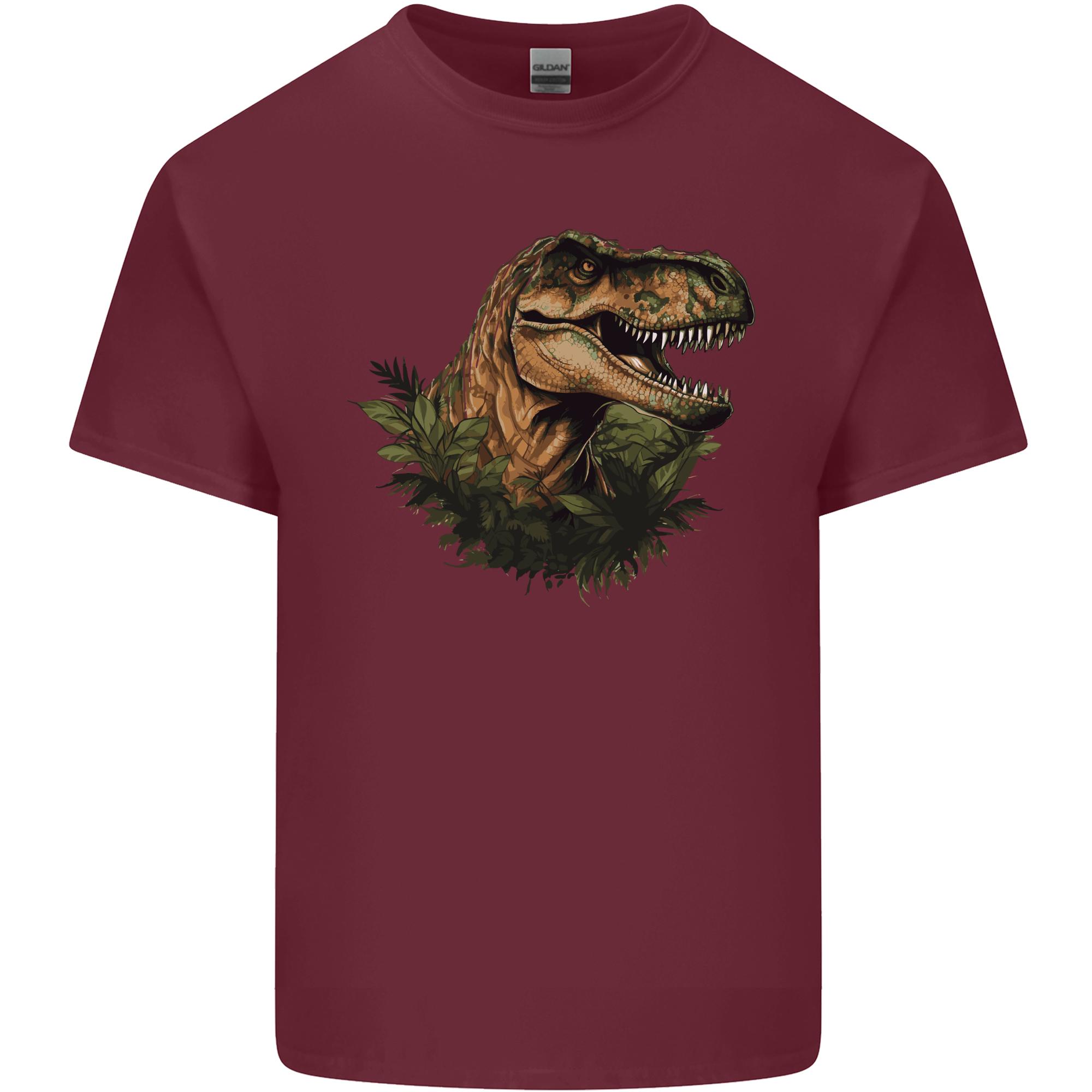 TRex Head in Foliage Dinosaur Unisexs Light Cotton TShirt S