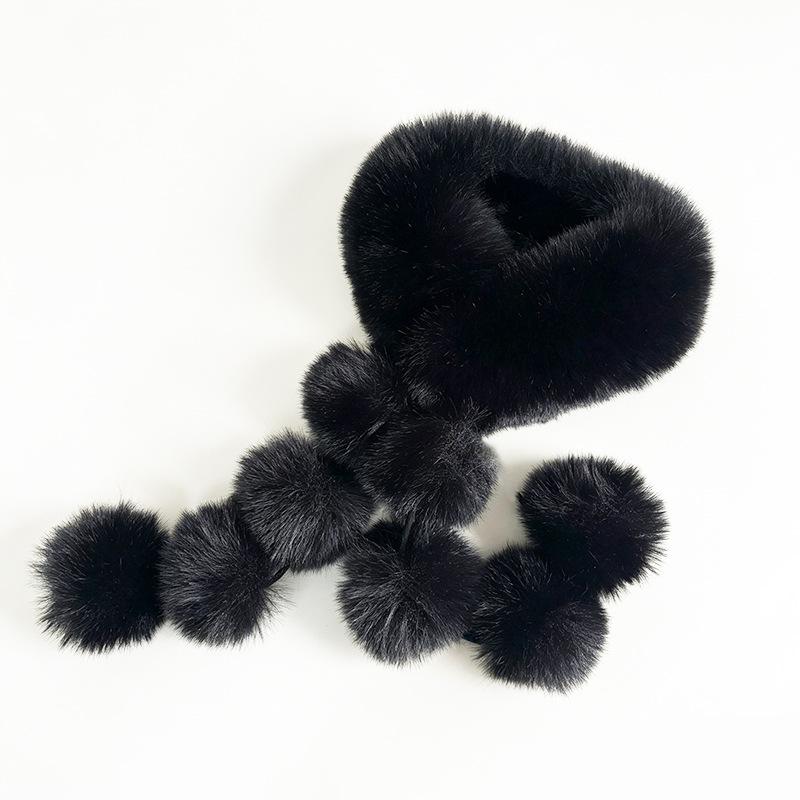 Imitation fox fur scarf autumn and winter temperament big hair ball magnetic scarf imitation fur thickened warm plush scarf