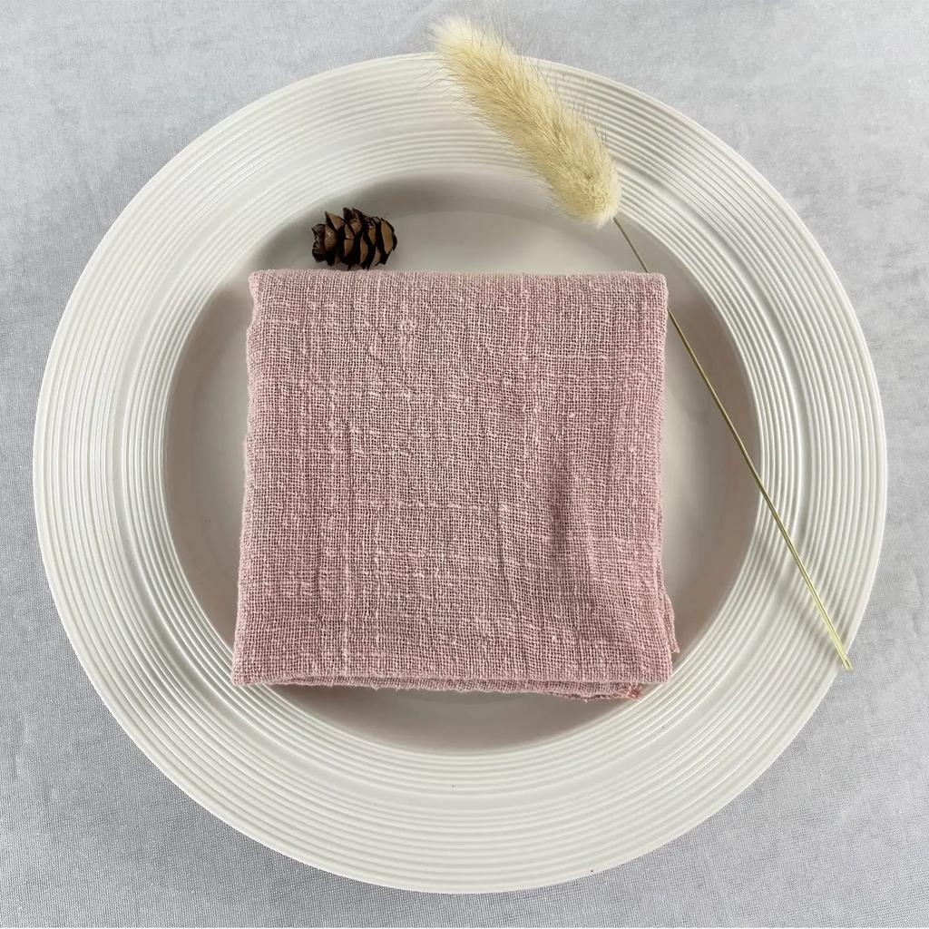 10PCS Decoration Mariage Gauze Crepe Cloth Napkins Pure Cotton Fabric Wedding Decor Everyday Use Dinner Tea Towel Table Village