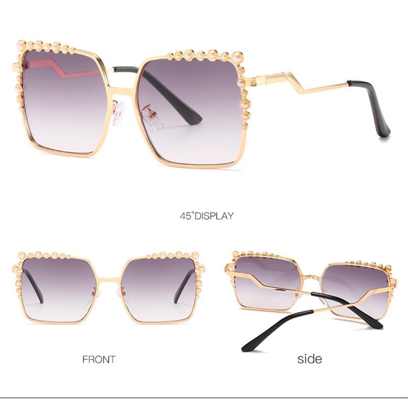 Oversized Square Sun Glasses Ladies New Luxury Pearl Sunglasses Women Brand Designer Fashion Shades Big Frame Eyewear