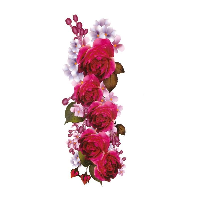 Adesivo de tatuagem de flor de rosa azul, flor de ameixa, padrão grande, capa de braço, adesivo de tatuagem à prova d'água, amostra de tatuagem