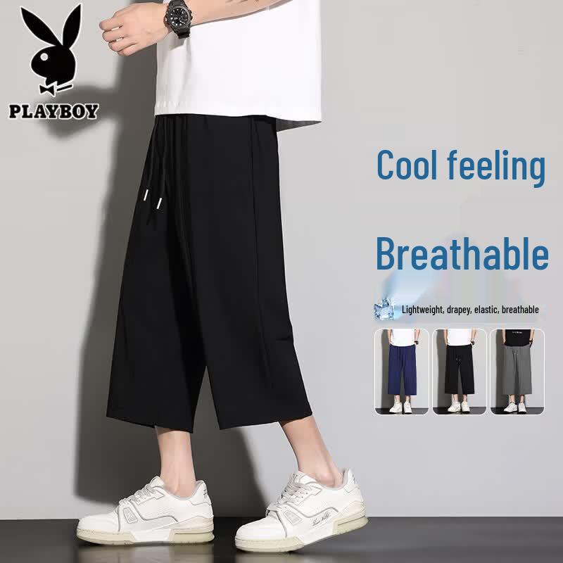 Playboy Men s Ice Silk Loose Fit 3/4 Sport Pants 3XL