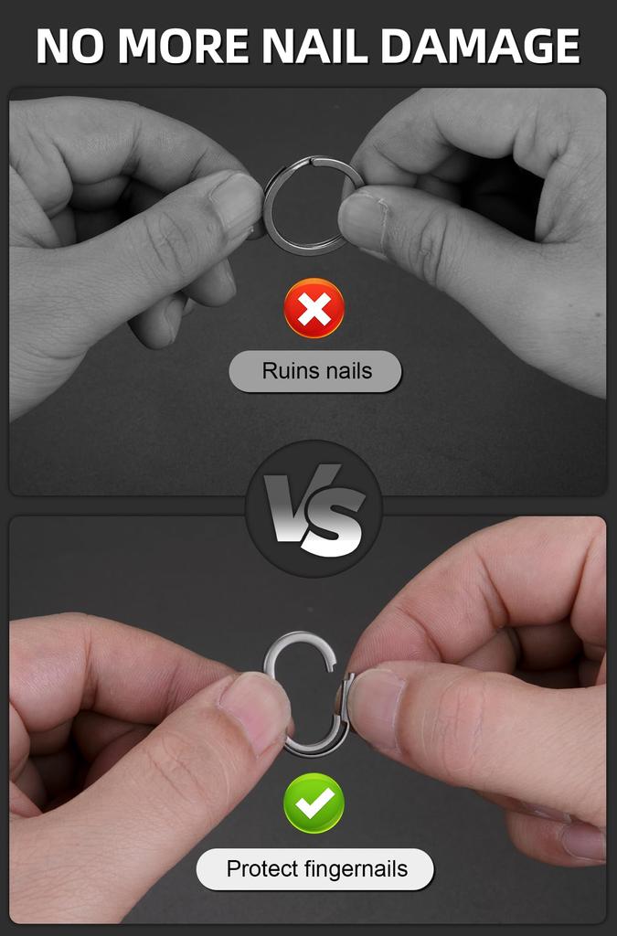 KEEPO LINK Titanium Side Push Keychain Connector, Lightweight, Compact, Quick Release Key Ring for Men, Set of 2, OLO03 (Black, Small)