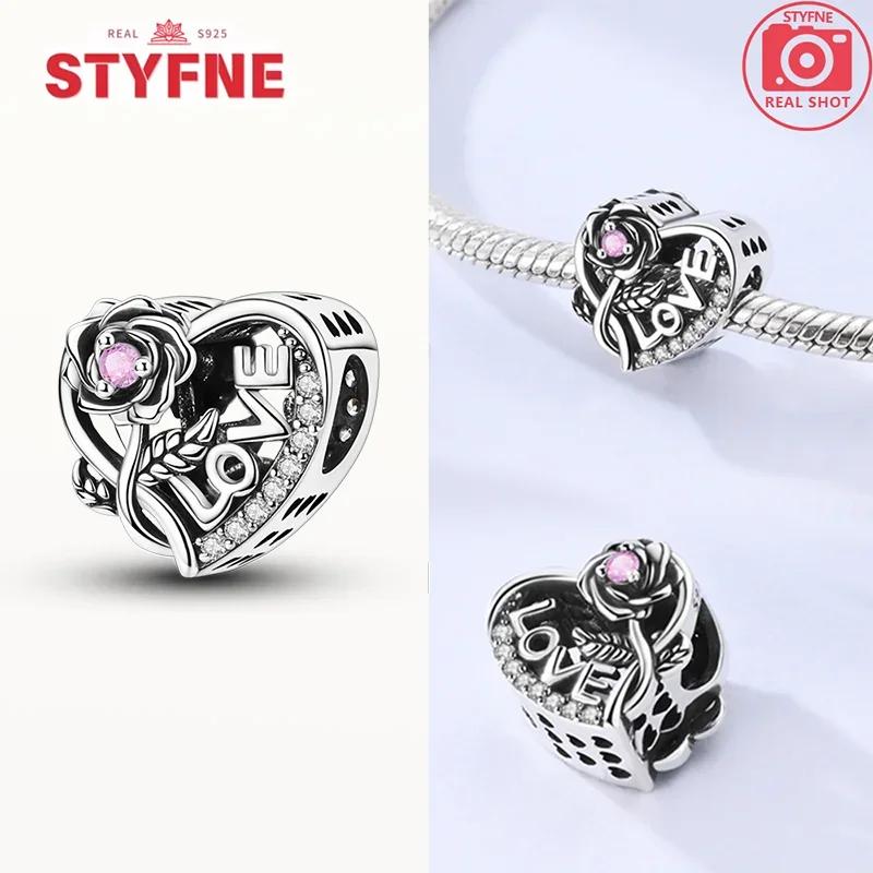 Copper Romantic Couple Love Heart Beads Valentine'S Day Charms Bead Fit Original Bracelets Fine Diy Jewelryfor Women Gift