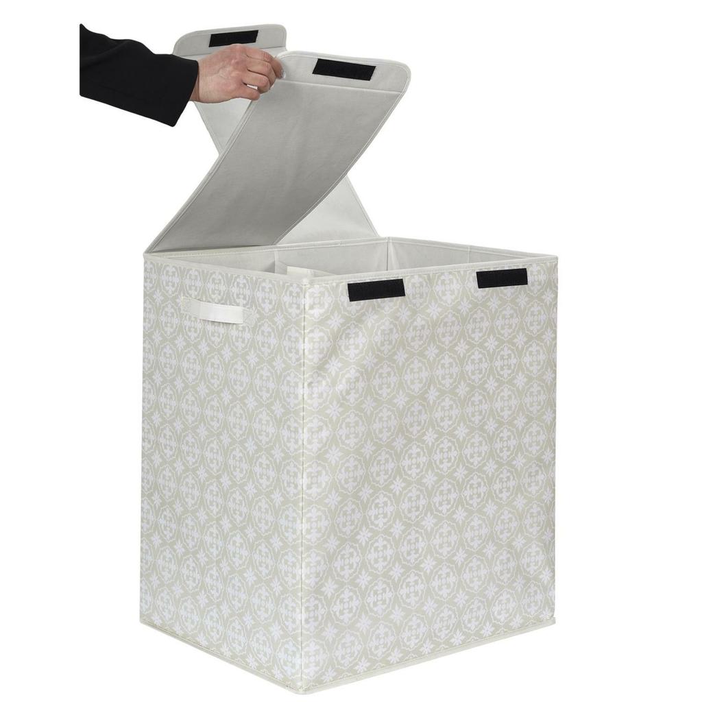 Laundry Basket 50X41X57 Cm Double Gray Fabric Foldable