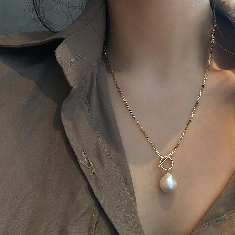 Korean Style Retro Pearl Necklace: Women's Multi-Layer Asymmetrical Clavicle Chain with OT Buckle