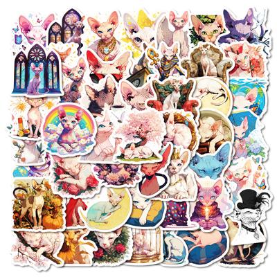 50 Cute Cat Graffiti Stickers Flower Cluster Cat Decorative Stickers