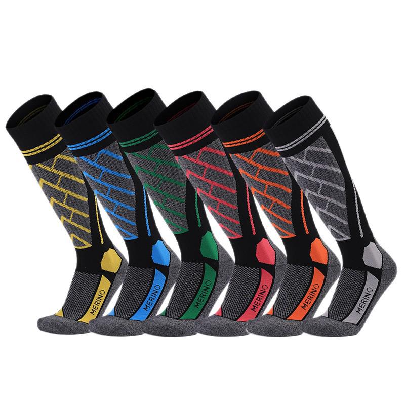 Merino Wool Knee-High Ski Socks: Thick, Warm, Non-Slip, Sweat-Absorbent for Men & Women.