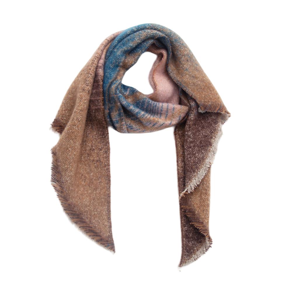 Women's Autumn Winter Thick Striped Star Print Scarf Warm Shawl