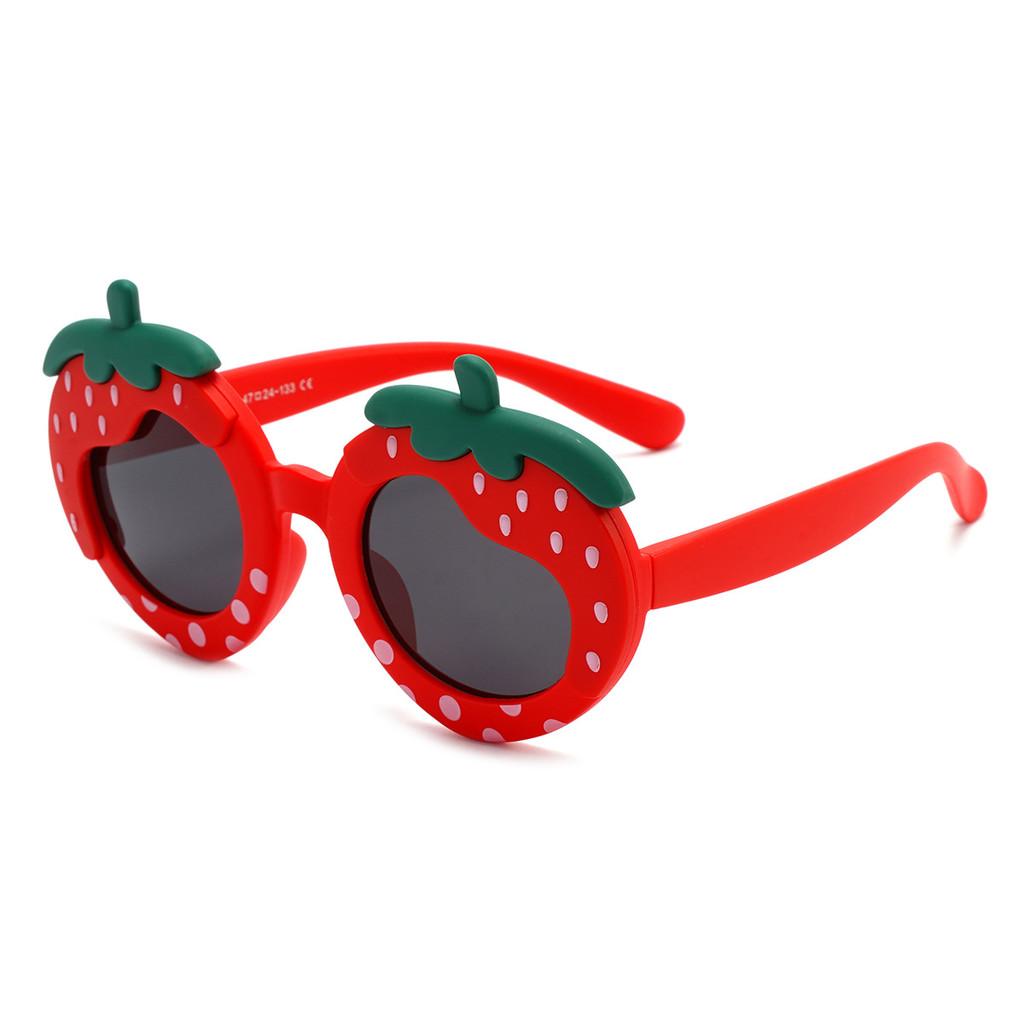 

Childrens Cartoon Strawberry Sunglasses Uv400 Full Frame Polarized For Outdoor Play Red