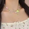 2026 Trendy Handmade Beaded Colorful acrylic Bowknot Star Pendant Necklace For Women Summer Y2k Sweet Aesthetic Neck Jewelry