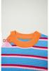 Women's Casual Striped Patchwork Short Sleeve Round Neck Sweater