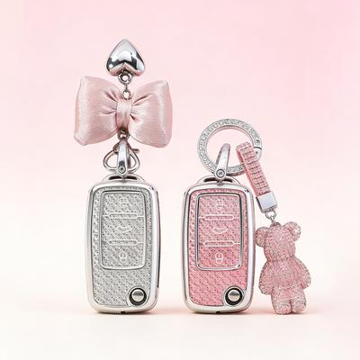 Crystal Tpu Key Case Flip Folding For Volkswagen For Vw Polo Golf Passat Tiguan T5 Skoda Octavia Seat Leon Altea Key Cover Fob