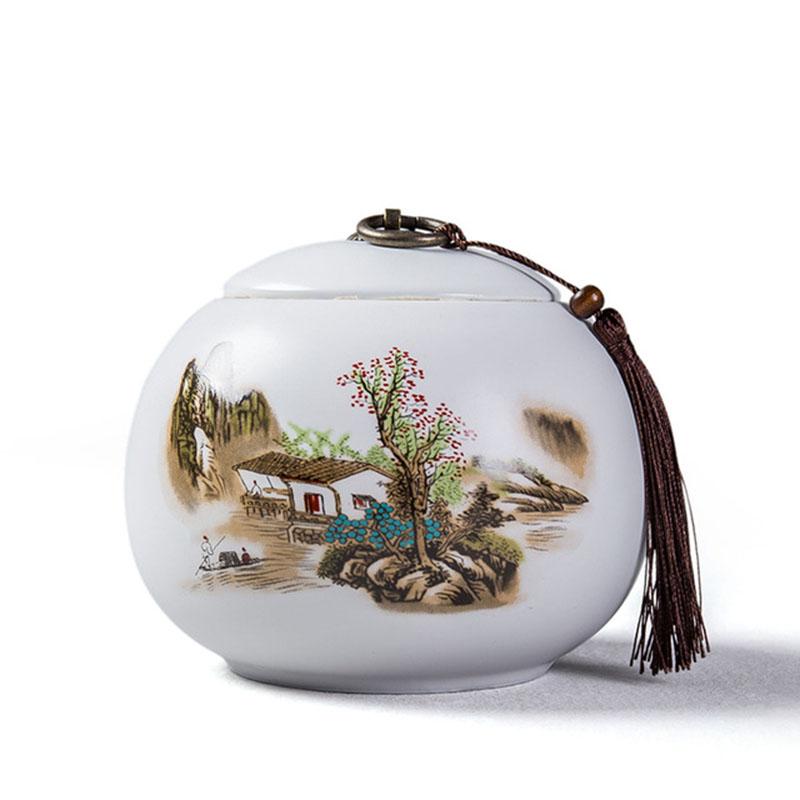Porcelain Tea Canister Big Size Sealed Storage Tea Box Jar Tea Caddy White Color Ceramic Crafts Chinese Style Teaware Home Decor