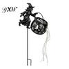 Outdoor Halloween Decorations Witch Cauldron Garden Light, Metal Yard Stake with LED String Pot Ornament Lights, Waterproof Statue for Lawn Path Decor