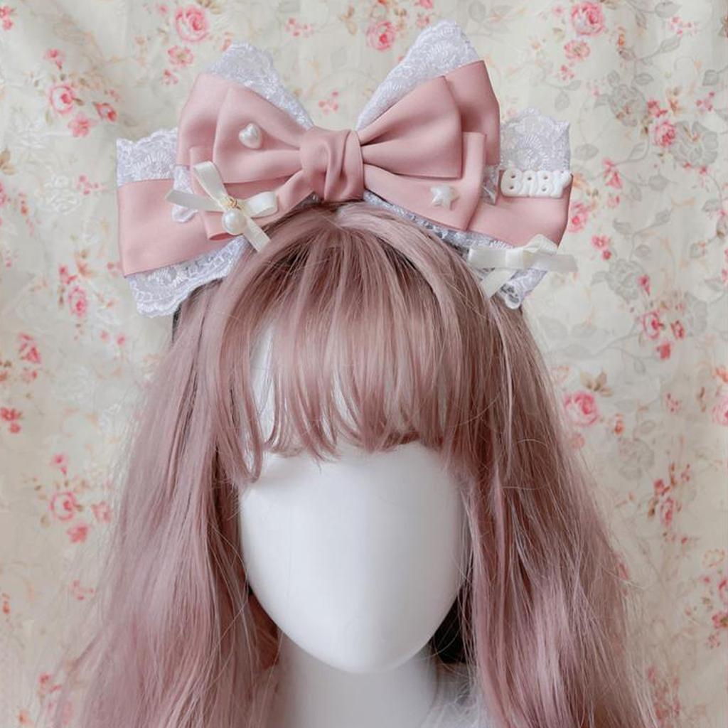 Ruffled Bowtie Hairhoop Lace Hairband/Hair Clip Animation Party Costume Party Props Headdress Women Accessories Headband