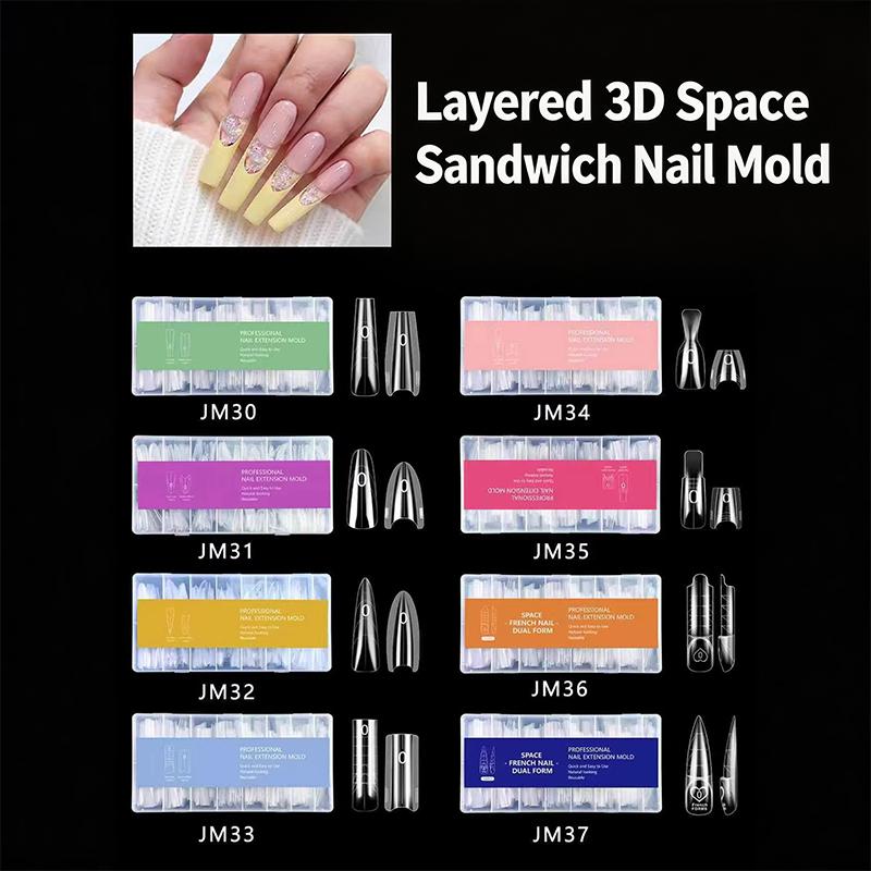 240Pcs Sandwich Nail Forms 15 Size Oval Extension Dual Form No Paper Forms Needed For Easy Nail Extensions