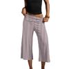 Pantaloni Corti da Donna a Vita Pieghevole Fondo Svasato Pantaloni da Tuta a Vita Pieghevole Bassi Yoga Elasticizzati Casual Gamba Larga Pantaloni da Tuta