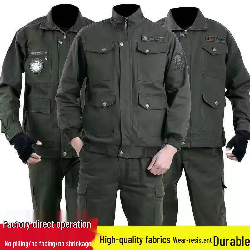 Spring & Autumn Men's Workwear Set: Anti-Scald, Wear & Dirt Resistant for Welding, Auto Repair, and Construction