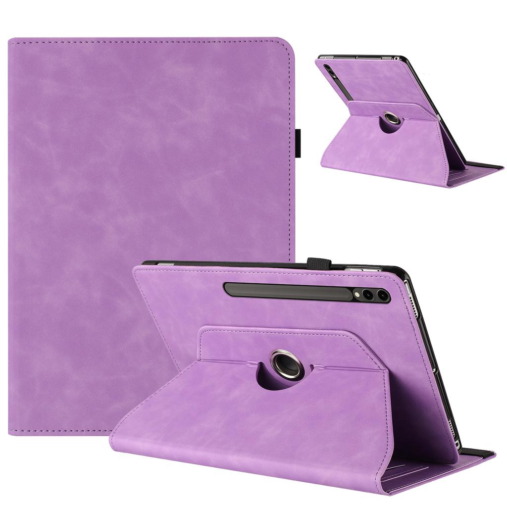Tablet Case For Samsung Galaxy Tab S10+/S9+/S9 FE+ Rotating Stand Solid Color PU Leather Cover