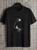 1pc Casual Angler Vector Graphic T-shirt - 180g Cotton Crew Neck Short Sleeve