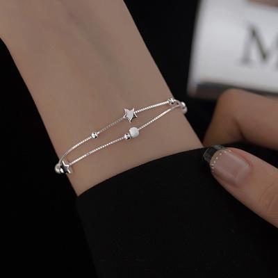 Módní hvězda 925 Sterling Silver Charm Náramek & Náramek korálkový Řetízek Nastavitelný přívěsek Náramek Ženy Svatební Party Dárek