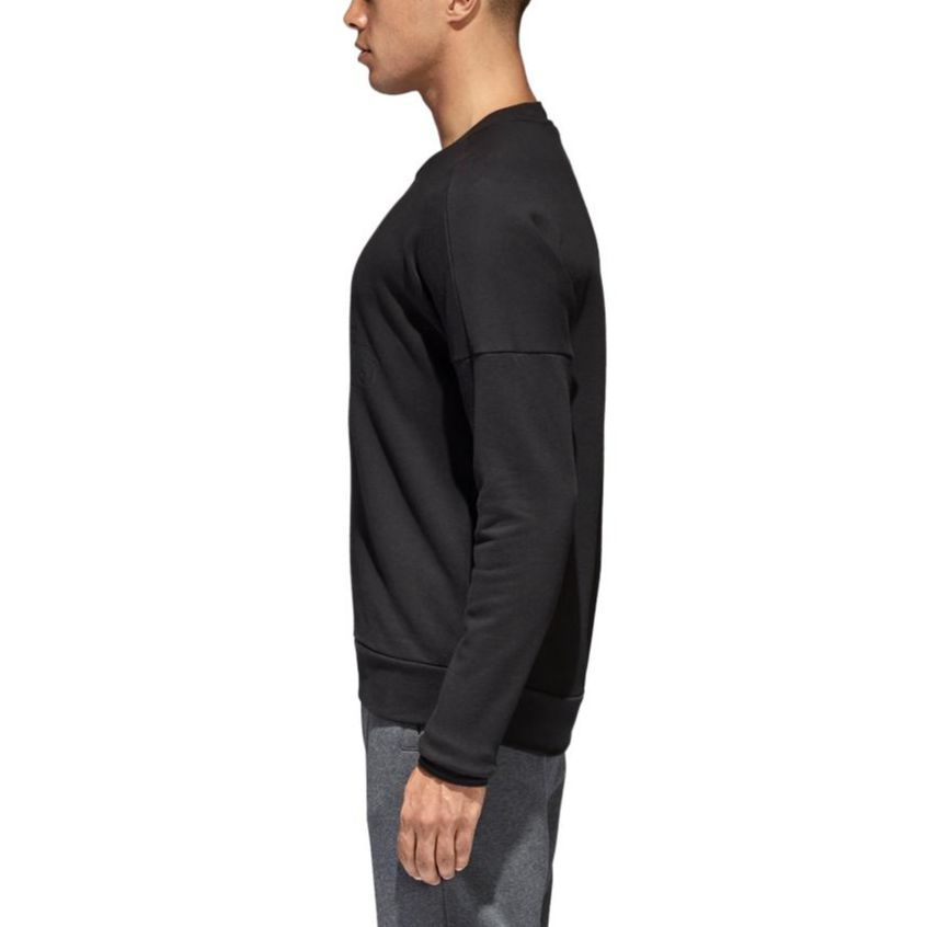 adidas Logo Print Sport Badge Long Sleeve Crew Neck Sweatshirt Men Sweatshirt Black CW3542